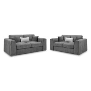 Newnan Fabric 3+2 Seater Sofa Set In Grey