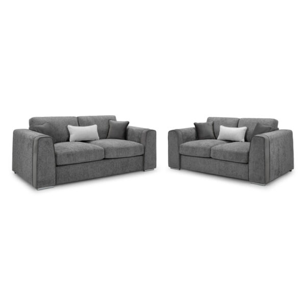 Newnan Fabric 3+2 Seater Sofa Set In Grey