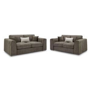 Newnan Fabric 3+2 Seater Sofa Set In Mocha