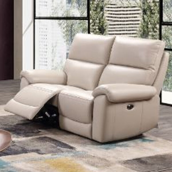 Radford Leather Electric Recliner 2 Seater Sofa In Chalk