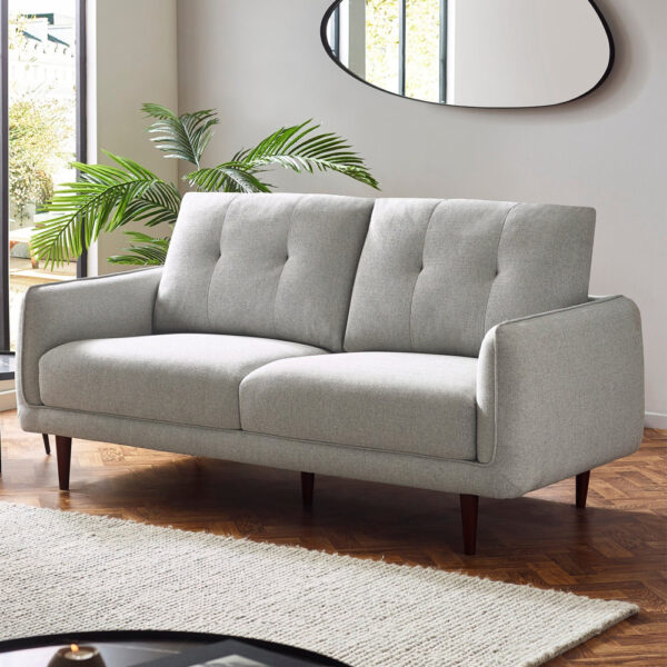 Rimouski Fabric 3 Seater Sofa - Light Grey