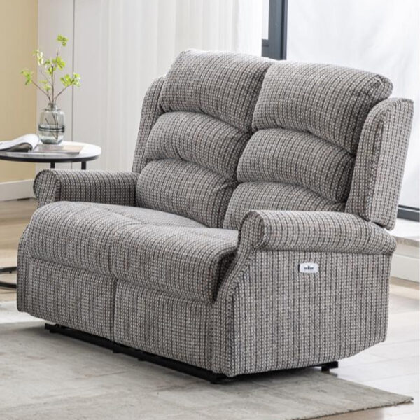Warth Fabric Electric Recliner 2 Seater Sofa In Latte