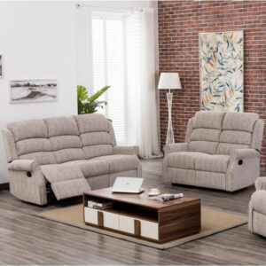 Warth Fabric Recliner 3+2 Seater Sofa Set In Natural