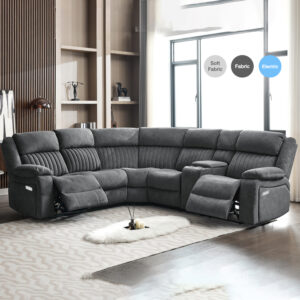 Martinez Fabric Electric Corner Sofa Suite - Slate Grey