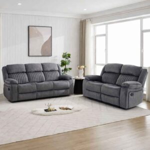 Martinez Fabric Recliner 3+2 Seater Sofa Set - Slate Grey