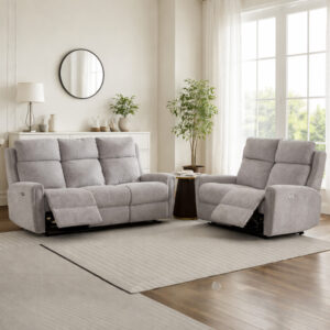 Medinah Fabric Electric 3+2 Seater Sofa Set - Ash