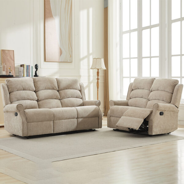 Rosenberg Fabric Recliner 3+2 Seater Sofa Set - Rabbit