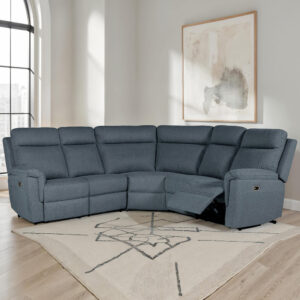 Baraboo Fabric Electric Recliner Corner Sofa In Azul