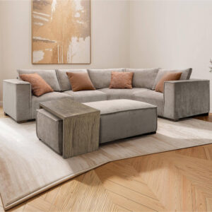 Batavia Fabric Corner Sofa With Coffee Table In Mink