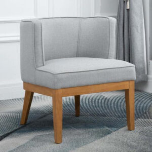 Lampe Fabric Armchair With Wooden Legs In Herringbone Grey