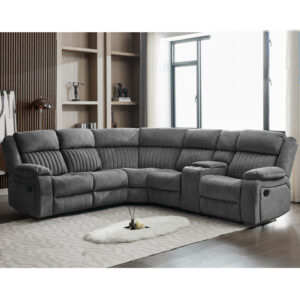 Martinez Fabric Recliner Corner Sofa Suite In Slate Grey
