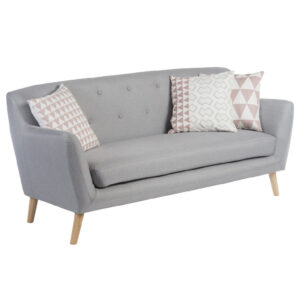 Shawnee Fabric 3 Seater Sofa With Oak Legs In Grey